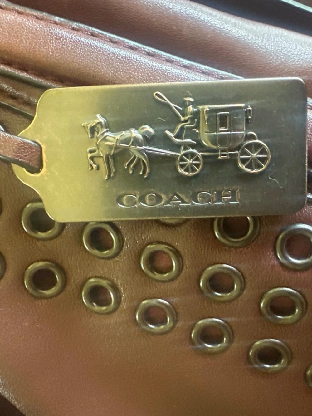 Coach Madison Carlyle Studded Grommet Leather Shoulder Bag - Picture 3 of 7